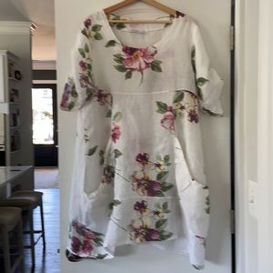 Airy linen floral dress